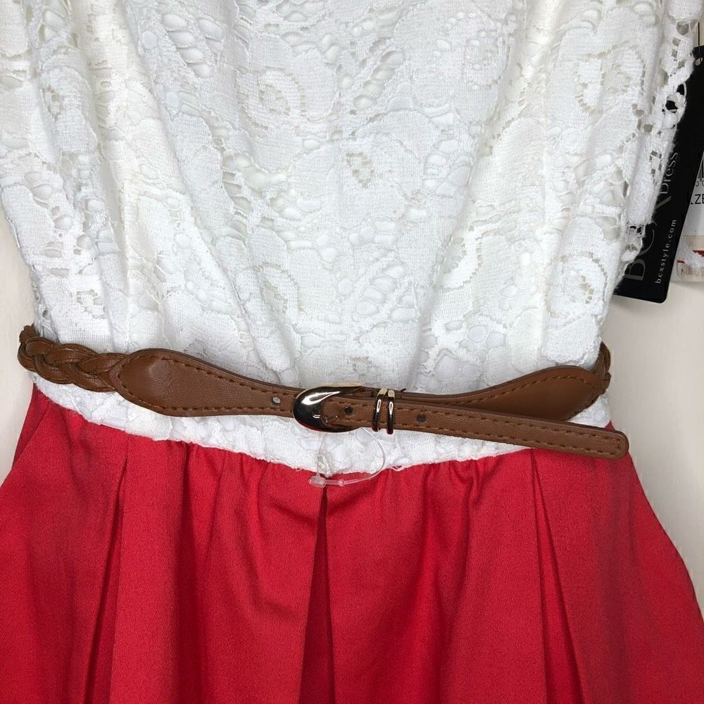 BCX White Lace and Red Fit and Flare Dress NWT - Picture 4 of 16